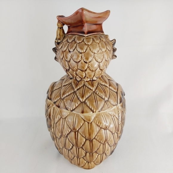 VINTAGE graduate student owl big cookies jar Made in Japan - Picture 3 of 9